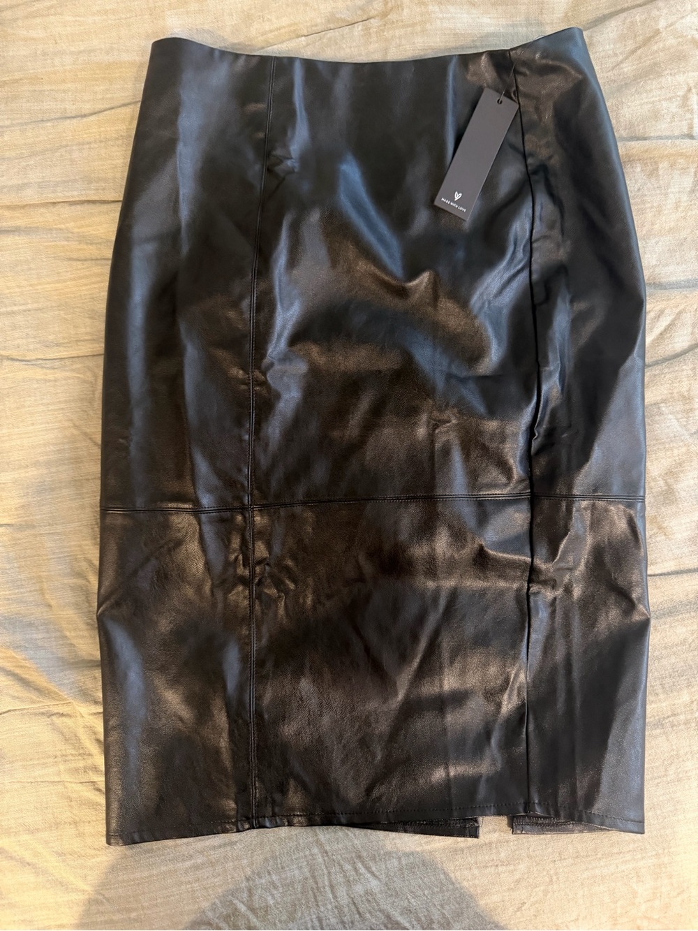 Lulu's Black Faux Leather Pencil Skirt